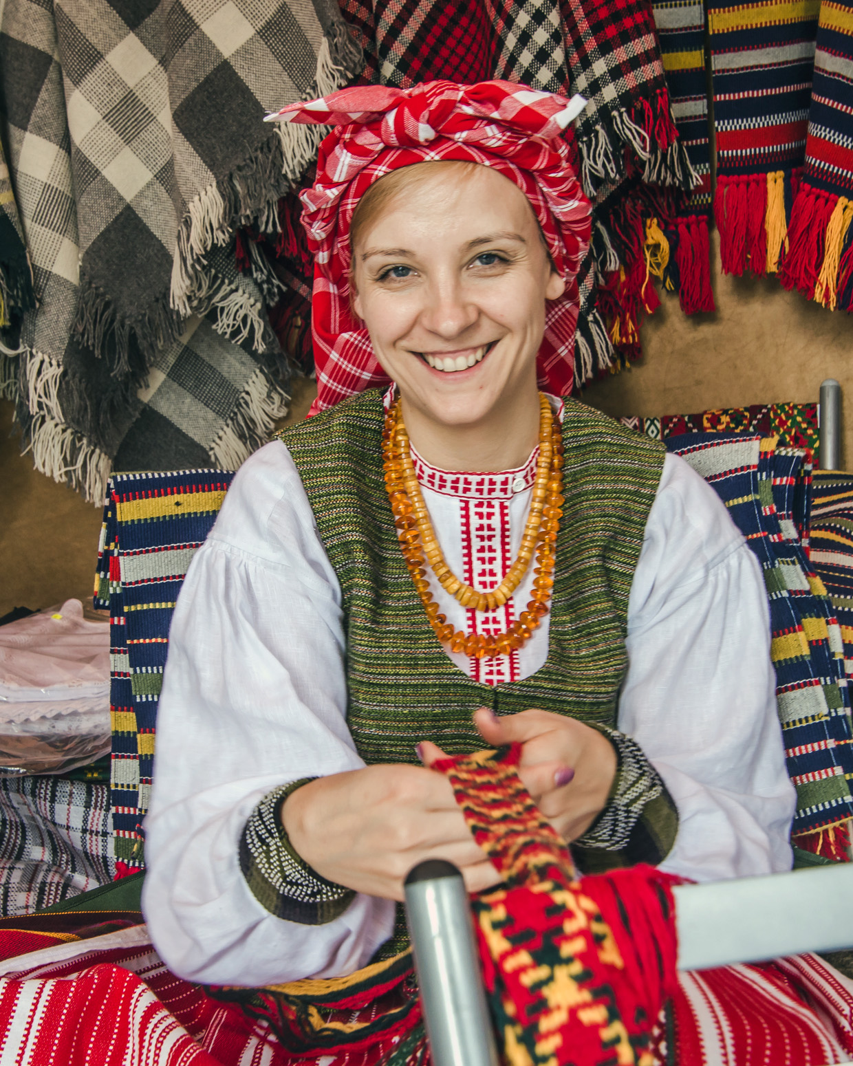 Lithuanian smiling girl with her handigrafts