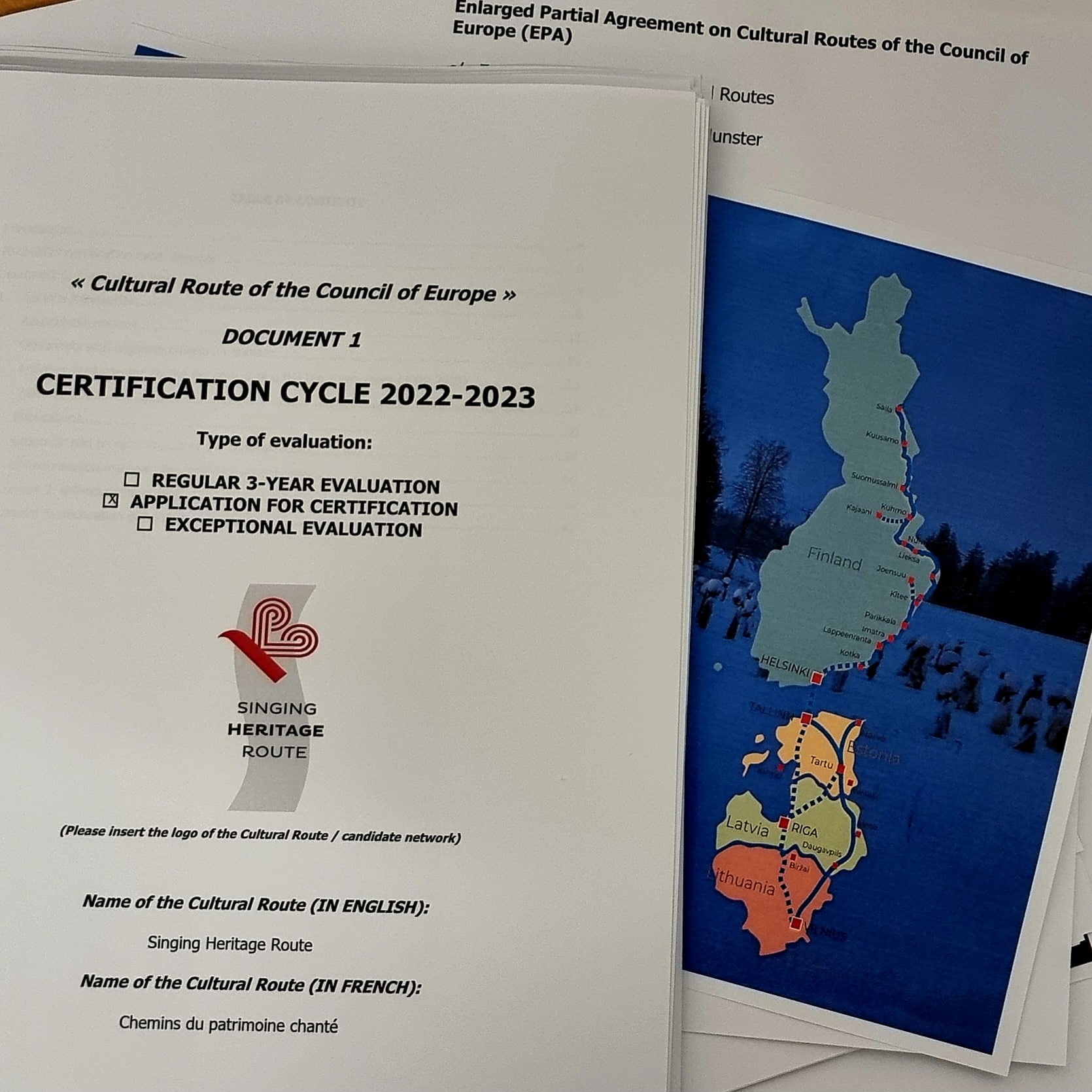 Certification papers of Singing Heritage Route The application papers of the Culture route of Europe